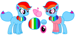Size: 1280x604 | Tagged: safe, artist:eeviart, artist:徐詩珮, rainbow dash (mlp), oc, oc:rainbow eevee, eevee, eeveelution, equine, fictional species, hybrid, mammal, pokémon pony, pony, feral, friendship is magic, hasbro, my little pony, nintendo, pokémon, female, solo, solo female