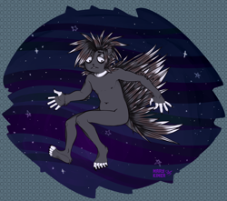 Size: 5096x4500 | Tagged: safe, artist:marykimer, mammal, porcupine, anthro, absurd resolution, fur, male, quill, simple background, solo, solo male, space
