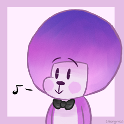Size: 1000x1000 | Tagged: safe, artist:morgrazx, tibby (rhythm heaven), bear, mammal, anthro, nintendo, rhythm heaven, :>, bow, bow tie, bust, clothes, cub, dot eyes, male, musical note, solo, solo male, young