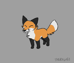 Size: 700x600 | Tagged: safe, artist:theroguez, canine, fox, mammal, red fox, feral, 2d, 2d animation, ambiguous gender, animated, dipstick tail, frame by frame, gif, gray background, simple background, solo, solo ambiguous, tail