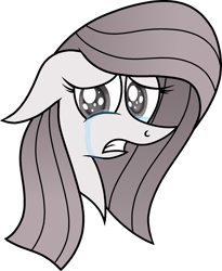 Size: 1595x1949 | Tagged: safe, artist:muhammad yunus, oc, oc only, oc:annisa trihapsari, earth pony, equine, fictional species, mammal, pony, feral, friendship is magic, hasbro, my little pony, crying, female, floppy ears, gritted teeth, hair, looking at you, mane, mare, puppy eyes, sad, simple background, solo, solo female, teeth, transparent background