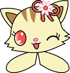 Size: 263x277 | Tagged: safe, artist:mega-poneo, sango (jewelpet), cat, feline, fictional species, goomba (mario), mammal, monster, ambiguous form, feral, semi-anthro, jewelpet (sanrio), mario (series), sanrio, bow, crossover, ears, female, flower, flower in hair, goombafied, hair, hair accessory, low res, plant, simple background, solo, solo female, transparent background