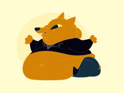 Size: 6000x4500 | Tagged: source needed, suggestive, artist:tigerdad, gregg lee (nitw), canine, fox, mammal, anthro, night in the woods, absurd resolution, fat, hyper, male, morbidly obese, solo, solo male, weight gain