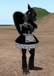 Size: 352x500 | Tagged: artist needed, source needed, safe, oc, oc only, oc:kyrzin, mammal, rodent, squirrel, anthro, 3d, 3d animation, animated, chair, clothes, dancing, digital art, female, low res, maid, maid outfit, no sound, second life, solo, solo female, webm