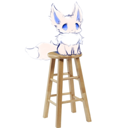 Size: 2000x2000 | Tagged: safe, artist:snoiifoxxo, eevee, eeveelution, fictional species, mammal, feral, nintendo, pokémon, ambiguous gender, chest fluff, cute, ear fluff, fluff, high res, simple background, sitting, solo, solo ambiguous, stool, tail, tail fluff, white background