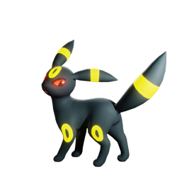 Size: 2048x2048 | Tagged: safe, artist:mrpatafoin, eeveelution, fictional species, mammal, umbreon, feral, nintendo, pokémon, 2020, 3d, black nose, blender, butt, digital art, ears, fur, glowing, glowing eyes, high res, looking back, on model, open mouth, paws, rear view, simple background, solo, source filmmaker, tail, transparent background