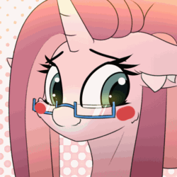 Size: 1000x1000 | Tagged: safe, artist:n0nnny, oc, oc only, equine, fictional species, mammal, pony, unicorn, feral, friendship is magic, hasbro, my little pony, 2d, 2d animation, animated, blushing, bust, cute, female, frame by frame, gif, green eyes, mare, solo, solo female, squigglevision