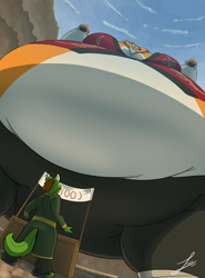 Size: 1200x1620 | Tagged: suggestive, artist:fat_louie, master tigress (kung fu panda), tiger, anthro, dreamworks animation, kung fu panda, fat, female, giantess, hyper, hyper belly, morbidly obese, tigress, weight gain