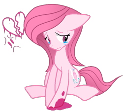 Size: 652x592 | Tagged: safe, artist:muhammad yunus, oc, oc only, oc:annisa trihapsari, earth pony, equine, fictional species, mammal, pony, feral, friendship is magic, hasbro, my little pony, crying, digital art, female, hair, heartbreak, mane, mare, painting, pink eyes, sad, simple background, solo, solo female, tail, transparent background