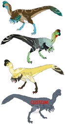 Size: 680x1280 | Tagged: safe, artist:cultmastersleet, dinosaur, raptor, theropod, feral, ambiguous gender, ambiguous only, digital art, group, oviraptor, simple background, standing, white background