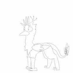Size: 900x900 | Tagged: safe, artist:input-command, oc, oc:gyro feather, oc:gyro feather (gryphon), bird, feline, fictional species, galliform, gryphon, mammal, peacock gryphon, peafowl, feral, 2d, 2d animation, animated, beak, bird feet, blue body, blue feathers, blue fur, claws, digital art, feathered wings, feathers, frame by frame, fur, gif, male, purple feathers, tail, tail tuft, wings