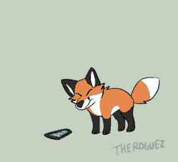 Size: 586x535 | Tagged: safe, artist:theroguez, canine, fox, mammal, red fox, feral, 2d, 2d animation, ambiguous gender, animated, digital art, dipstick tail, frame by frame, gif, gray background, simple background, solo, solo ambiguous, tail
