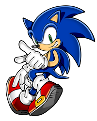 Size: 3307x4134 | Tagged: safe, artist:yuji uekawa, official art, sonic the hedgehog (sonic), hedgehog, mammal, anthro, sega, sonic the hedgehog (series), blue body, blue fur, blue tail, clothes, digital art, fur, gloves, green eyes, grin, looking at you, male, quills, shoes, short tail, simple background, solo, solo male, tail, teeth, transparent background