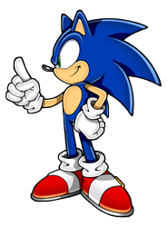 Size: 5421x7378 | Tagged: safe, artist:yuji uekawa, official art, sonic the hedgehog (sonic), hedgehog, mammal, anthro, sega, sonic the hedgehog (series), absurd resolution, blue body, blue fur, blue tail, clothes, digital art, fur, gloves, green eyes, looking to the side, male, quills, shoes, short tail, simple background, smiling, solo, solo male, standing, tail, transparent background
