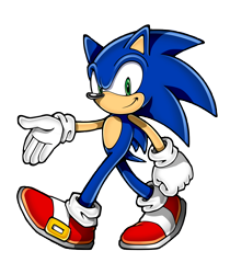 Size: 6201x7378 | Tagged: safe, artist:yuji uekawa, official art, sonic the hedgehog (sonic), hedgehog, mammal, anthro, sega, sonic the hedgehog (series), absurd resolution, blue body, blue fur, blue tail, clothes, digital art, fur, gloves, green eyes, looking at you, male, quills, shoes, short tail, simple background, smiling, solo, solo male, tail, transparent background, walking