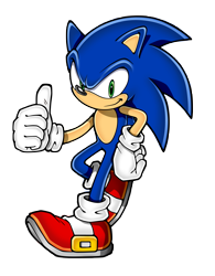 Size: 5847x7493 | Tagged: safe, artist:yuji uekawa, official art, sonic the hedgehog (sonic), hedgehog, mammal, anthro, sega, sonic the hedgehog (series), absurd resolution, blue body, blue fur, blue tail, clothes, digital art, fur, gloves, green eyes, looking at you, male, quills, shoes, short tail, simple background, smiling, solo, solo male, tail, thumbs up, transparent background