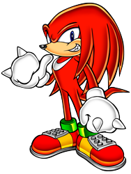 Size: 2067x2756 | Tagged: safe, artist:yuji uekawa, official art, knuckles the echidna (sonic), echidna, mammal, monotreme, anthro, sega, sonic adventure, sonic the hedgehog (series), clothes, digital art, fangs, fur, gloves, grin, high res, long tail, looking at you, male, purple eyes, quills, red body, red fur, red tail, sharp teeth, shoes, simple background, solo, solo male, standing, tail, teeth, transparent background