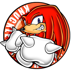 Size: 1791x1791 | Tagged: safe, artist:yuji uekawa, official art, knuckles the echidna (sonic), echidna, mammal, monotreme, anthro, sega, sonic adventure, sonic the hedgehog (series), bust, clothes, digital art, fangs, fur, gloves, grin, looking at you, male, purple eyes, quills, red body, red fur, sharp teeth, simple background, solo, solo male, teeth, text, transparent background