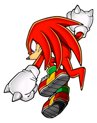 Size: 6020x7658 | Tagged: safe, artist:yuji uekawa, official art, knuckles the echidna (sonic), echidna, mammal, monotreme, anthro, sega, sonic channel, sonic the hedgehog (series), absurd resolution, clothes, digital art, frowning, fur, gloves, long tail, male, purple eyes, quills, red body, red fur, red tail, shoes, simple background, solo, solo male, tail, teeth, transparent background