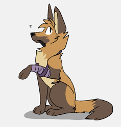 Size: 739x778 | Tagged: safe, artist:theroguez, canine, fox, mammal, feral, ambiguous gender, brown body, brown fur, cast, fur, holding, injured, mouth hold, multicolored fur, orange body, orange fur, simple background, sling, solo, solo ambiguous, two toned body, two toned fur, white background