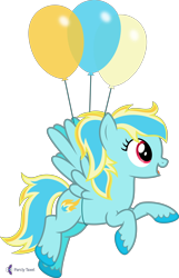 Size: 4000x6222 | Tagged: safe, artist:parclytaxel, oc, oc only, oc:blazey blue, equine, fictional species, mammal, pegasus, pony, feral, hasbro, my little pony, .svg available, absurd resolution, balloon, female, flying, hooves, mare, monthly reward, simple background, smiling, solo, solo female, transparent background, unshorn fetlocks, vector