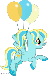 Size: 4000x6343 | Tagged: safe, alternate version, artist:parclytaxel, oc, oc only, oc:blazey blue, equine, fictional species, mammal, pegasus, pony, feral, hasbro, my little pony, .svg available, absurd resolution, alternate hairstyle, balloon, female, flying, hair, hairband, hooves, mare, monthly reward, simple background, smiling, solo, solo female, transparent background, twintails, unshorn fetlocks, vector