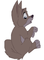 Size: 1280x1755 | Tagged: safe, artist:benpictures1, angel (lady and the tramp), canine, dog, mammal, mutt, disney, lady and the tramp, blue eyes, falling, female, fur, inkscape, looking down, on model, paws, simple background, solo, solo female, tail, transparent background, vector, worried