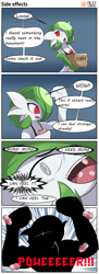Size: 1500x4101 | Tagged: safe, artist:rilexlenov, fictional species, gardevoir, humanoid, nintendo, pokémon, 2017, biceps, box, bra, breasts, clothes, comic, dialogue, digital art, eyelashes, female, flexing, hair, lifting, muscle growth, muscles, muscular female, one eye closed, open mouth, pills, solo, solo female, speech bubble, talking, text, underwear