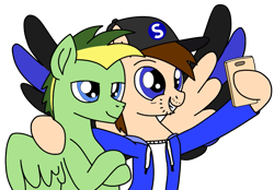 Size: 1013x705 | Tagged: safe, artist:didgereethebrony, oc, oc only, oc:didgeree, oc:seb the pony, equine, fictional species, mammal, pegasus, pony, feral, friendship is magic, hasbro, my little pony, trace, base used, cell phone, didgeseb (brothers), duo, duo male, male, males only, phone, selfie, simple background, smiling, transparent background
