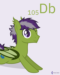 Size: 4000x5000 | Tagged: safe, artist:parclytaxel, oc, oc only, oc:grey seeking dusk, bat pony, equine, fictional species, mammal, pony, feral, series:joycall6's periodic table, friendship is magic, hasbro, my little pony, .svg available, absurd resolution, bat wings, blue background, chemistry, dubnium, looking at you, lying down, male, one eye closed, periodic table, prone, simple background, slit pupils, smiling, solo, solo male, stallion, vector, webbed wings, wings, winking