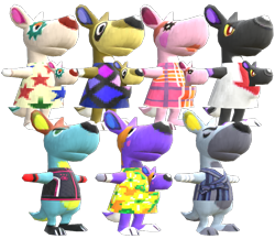 Size: 750x650 | Tagged: safe, astrid (animal crossing), marcie (animal crossing), mathilda (animal crossing), kangaroo, mammal, marsupial, anthro, plantigrade anthro, animal crossing, animal crossing: new leaf, nintendo, 3d, ambiguous gender, baby, clothes, digital art, eyebrows, eyelashes, feet, female, fur, group, hair, kitt (animal crossing), large group, macropod, male, model, model download at source, paws, pouch, render, rooney (animal crossing), simple background, sparkly eyes, sylvia (animal crossing), t pose, tail, transparent background, unnamed character, walt (animal crossing), wingding eyes, young