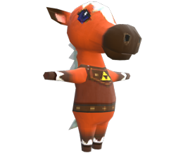 Size: 750x650 | Tagged: safe, epona (animal crossing), epona (zelda), equine, horse, mammal, anthro, unguligrade anthro, animal crossing, animal crossing: new leaf, nintendo, the legend of zelda, 3d, 3d model, clothes, crossover, digital art, female, fur, hair, hooves, mane, mare, model, model download at source, render, simple background, solo, solo female, t pose, tail, transparent background, welcome amiibo