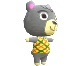 Size: 750x650 | Tagged: safe, olive (animal crossing), bear, mammal, anthro, plantigrade anthro, animal crossing, animal crossing: new leaf, nintendo, 3d, 3d model, clothes, cub, digital art, eyebrows, female, fluff, fur, head fluff, model, model download at source, render, short tail, simple background, solo, solo female, t pose, tail, transparent background, welcome amiibo, young