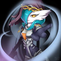 Size: 1080x1080 | Tagged: safe, artist:rilexlenov, fictional species, gardevoir, shiny pokémon, anthro, dark souls, nintendo, pokémon, 2016, breasts, clothes, cosplay, crossover, digital art, dress, eyelashes, female, hair, hat, looking at you, one eye closed, pose, simple background, smiling, smiling at you, solo, solo female, witch hat