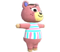 Size: 750x650 | Tagged: safe, ursala (animal crossing), bear, mammal, anthro, plantigrade anthro, animal crossing, animal crossing: new leaf, nintendo, 3d, 3d model, clothes, digital art, eyebrows, eyelashes, freckles, fur, hair, model, model download at source, render, short tail, simple background, t pose, tail, transparent background, welcome amiibo