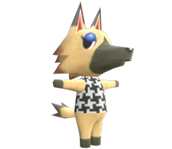 Size: 750x650 | Tagged: safe, vivian (animal crossing), canine, mammal, wolf, anthro, plantigrade anthro, animal crossing, animal crossing: new leaf, nintendo, 3d, 3d model, clothes, digital art, eyelashes, female, model, model download at source, render, simple background, solo, solo female, t pose, tail, transparent background, welcome amiibo