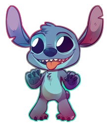 Size: 2000x2300 | Tagged: safe, artist:lemonteaflower, stitch (lilo & stitch), alien, experiment (lilo & stitch), fictional species, disney, lilo & stitch, 3 toes, 4 fingers, blue claws, blue eyes, blue paw pads, chest fluff, claws, digital art, ears, fluff, head fluff, high res, male, open mouth, open smile, outline, short tail, signature, simple background, smiling, solo, solo male, tail, toe claws, tongue, tongue out, torn ear, transparent background
