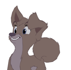 Size: 1280x1265 | Tagged: safe, artist:benpictures1, angel (lady and the tramp), canine, dog, mammal, mutt, disney, lady and the tramp, blue eyes, ear fluff, female, floppy ears, fluff, fur, gritted teeth, inkscape, on model, simple background, solo, solo female, tail, tail fluff, teeth, transparent background, vector