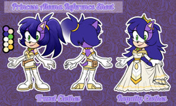 Size: 1280x775 | Tagged: safe, artist:heroofheartjill, queen aleena the hedgehog (sonic), hedgehog, mammal, anthro, plantigrade anthro, sega, sonic the hedgehog (series), sonic underground, female, reference sheet, solo, solo female