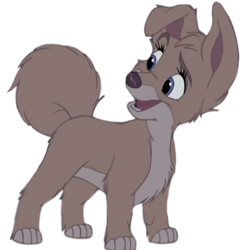 Size: 2451x2447 | Tagged: safe, artist:spiffyspitz, angel (lady and the tramp), canine, dog, mammal, mutt, disney, lady and the tramp, trace, blue eyes, female, floppy ears, fur, high res, looking at something, paws, solo, solo female, tail, teeth