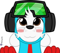 Size: 4538x4000 | Tagged: safe, alternate version, artist:radomila radon, airboarder (rhythm heaven), barista (rhythm heaven), canine, dog, mammal, feral, nintendo, rhythm heaven, .svg available, absurd resolution, blushing, clothes, costume, goggles, headphones, looking up, lurk, male, rhythm heaven's 15th anniversary, simple background, solo, solo male, transparent background, vector