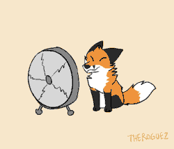 Size: 700x600 | Tagged: safe, artist:theroguez, canine, fox, mammal, red fox, feral, 2d, 2d animation, ambiguous gender, animated, dipstick tail, fan, frame by frame, gif, solo, solo ambiguous, tail