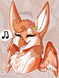 Size: 2004x2654 | Tagged: safe, artist:grumpygriffcreation, oc, bird, feline, fictional species, gryphon, mammal, bust, high res, musical note, portrait, solo