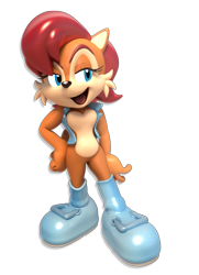 Size: 1529x2108 | Tagged: safe, artist:jcthornton, princess sally acorn (sonic), chipmunk, mammal, rodent, anthro, plantigrade anthro, archie sonic the hedgehog, cc by, creative commons, sega, sonic the hedgehog (series), 2017, 3d, boots, breasts, brown body, brown fur, cheek fluff, clothes, digital art, eyebrows, eyelashes, female, fluff, fur, hair, model, model download at source, multicolored fur, open mouth, open smile, pink tongue, red hair, render, shoes, short tail, simple background, smiling, solo, solo female, tail, tan body, tan fur, tongue, topwear, transparent background, two toned body, two toned fur, vest
