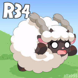 Size: 600x600 | Tagged: safe, artist:alfa995, fictional species, mammal, wooloo, feral, nintendo, pokémon, 2019, animated, digital art, ears, female, gif, hair, hooves, open mouth, rolling, screaming, solo, solo female, tail, tongue, wool