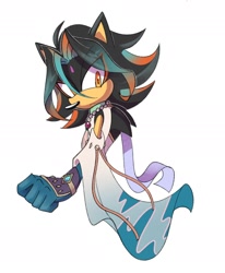 Size: 1668x2024 | Tagged: safe, artist:melodyclerenes, shadow the hedgehog (sonic), hedgehog, mammal, anthro, genshin impact, sega, sonic the hedgehog (series), clothes, costume, crossover, male, solo, solo male, xiao (genshin impact)
