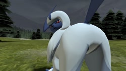 Size: 1280x720 | Tagged: safe, artist:skulltronprime969, absol, canine, dog, fictional species, mammal, nintendo, pokémon, 3d, ambiguous gender, butt, digital art, dog butt, plant, raised tail, solo, solo ambiguous, tail, tree