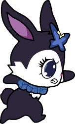 Size: 314x517 | Tagged: safe, artist:mega-poneo, luea (jewelpet), arthropod, butterfly, insect, lagomorph, mammal, rabbit, semi-anthro, jewelpet (sanrio), sanrio, ears, female, low res, punching, simple background, solo, solo female, transparent background