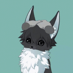 Size: 720x720 | Tagged: safe, artist:koikoisararira, canine, fox, mammal, feral, 2d, 2d animation, ambiguous gender, animated, black body, black eyes, black fur, black hair, disembodied hand, ear fluff, ear twitch, eyes closed, fluff, fur, hair, multicolored fur, neck fluff, no sound, petting, playful, solo, solo ambiguous, webm, white body, white fur