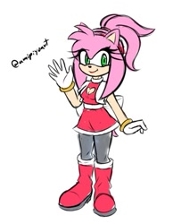 Size: 577x743 | Tagged: safe, artist:amipiyoart, amy rose (sonic), hedgehog, mammal, anthro, sega, sonic the hedgehog (series), female, redesign, solo, solo female
